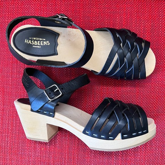 Swedish Hasbeens Black Sandals - NEVER WORN!!! - Picture 2 of 6